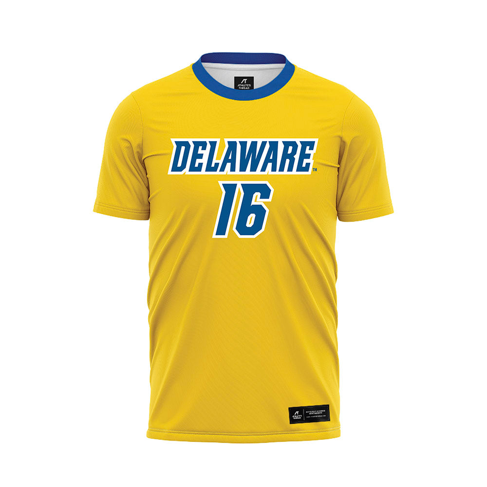 Delaware - NCAA Men's Soccer : Colin Kelly - Yellow Soccer Jersey-0