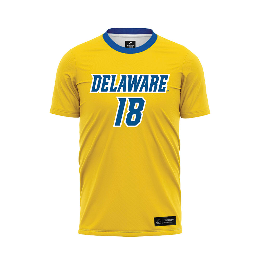 Delaware - NCAA Men's Soccer : Luke Jones - Yellow Soccer Jersey-0