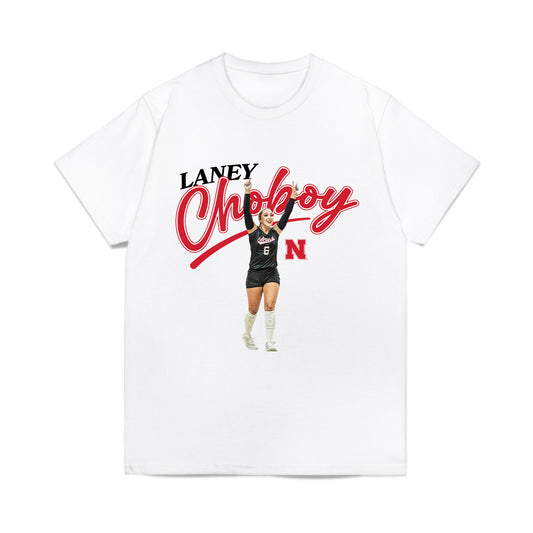 Nebraska - NCAA Women's Volleyball : Laney Choboy - Collage Comfort Colors T-Shirt-0