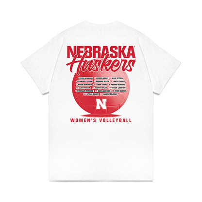 Nebraska - NCAA Women's Volleyball : - Team Roster Comfort Colors T-Shirt-1