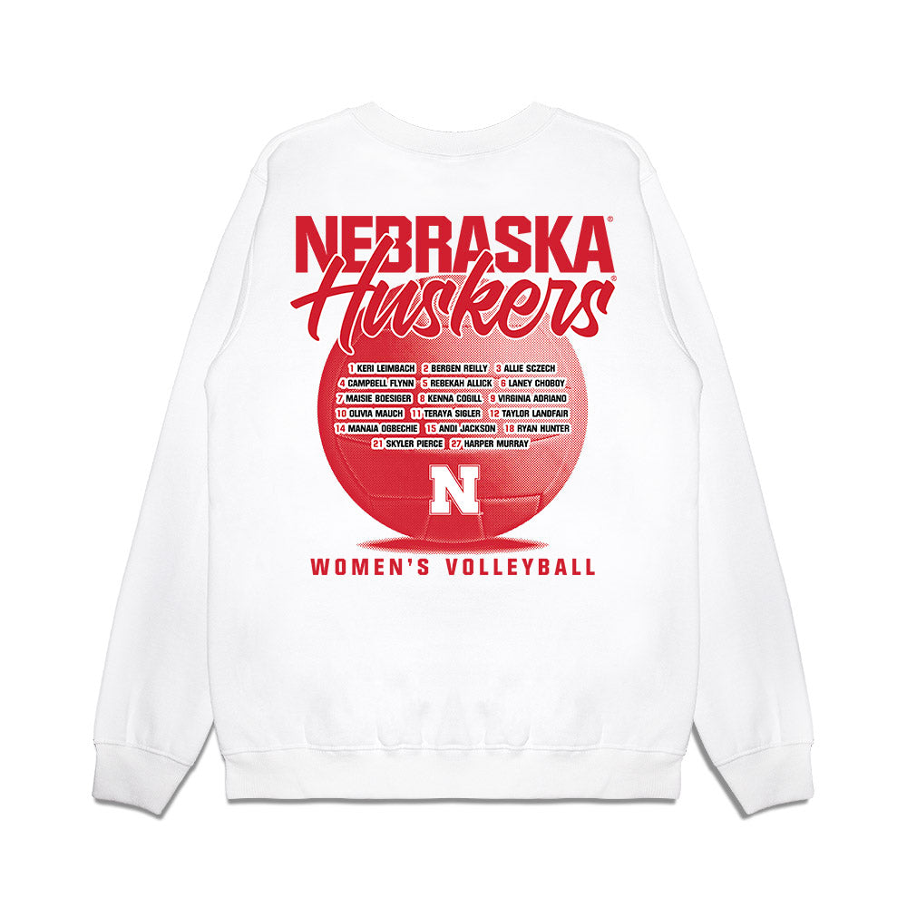 Nebraska - NCAA Women's Volleyball : - Team Roster Premium Crewneck Sweatshirt-1