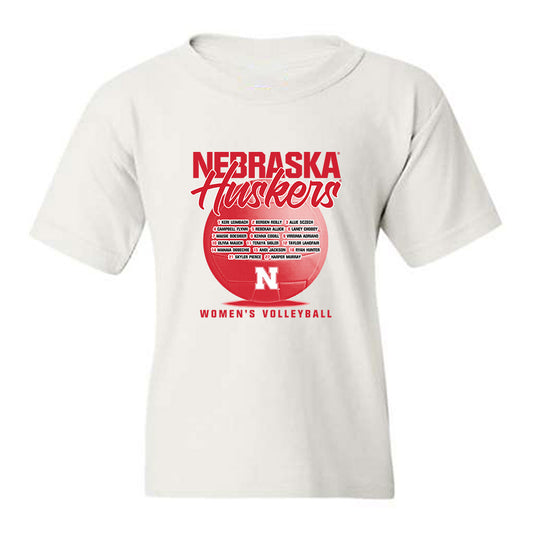 Nebraska - NCAA Women's Volleyball : - Team Roster Youth T-Shirt-0