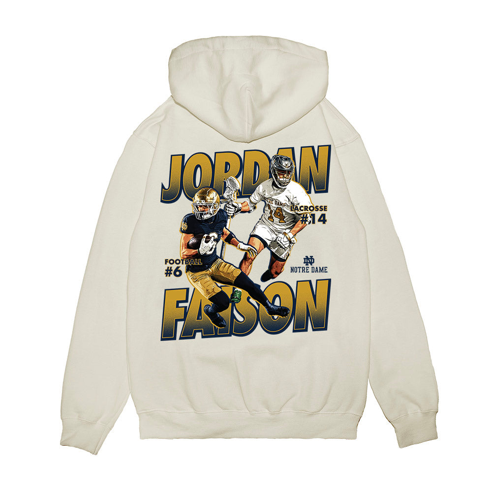 Notre Dame - NCAA Men's Lacrosse : Jordan Faison - Collage Premium Hooded Sweatshirt-1