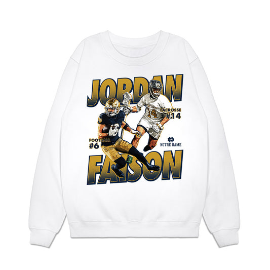 Notre Dame - NCAA Men's Lacrosse : Jordan Faison - Collage Premium Crewneck Sweatshirt-0