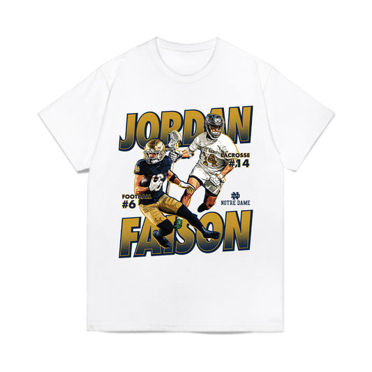 Notre Dame - NCAA Men's Lacrosse : Jordan Faison - Collage Comfort Colors T-Shirt-0
