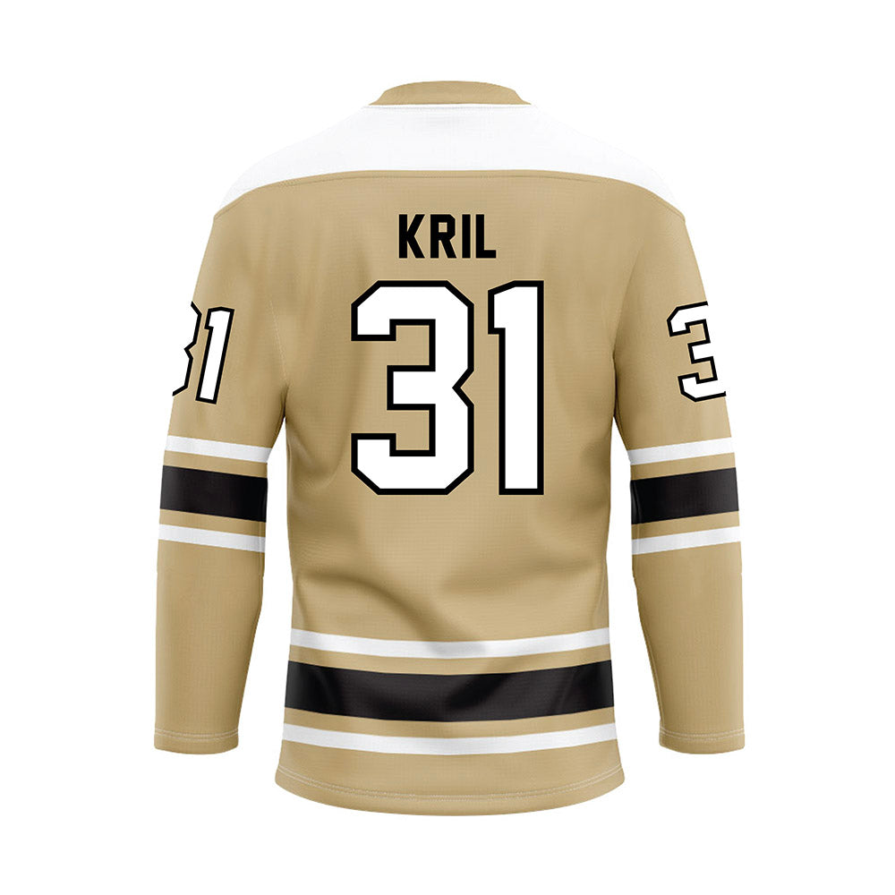 PNW - NCAA Men's Ice Hockey : Caleb Kril - Gold Hockey Jersey-1