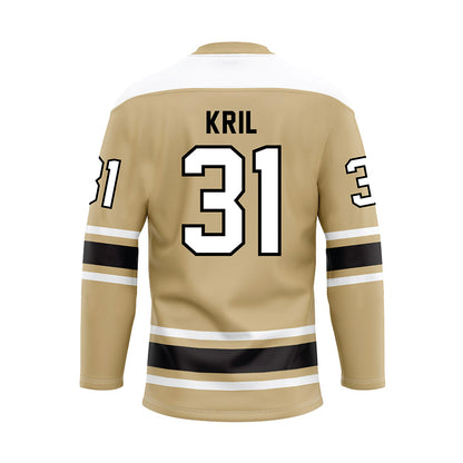 PNW - NCAA Men's Ice Hockey : Caleb Kril - Gold Hockey Jersey-1