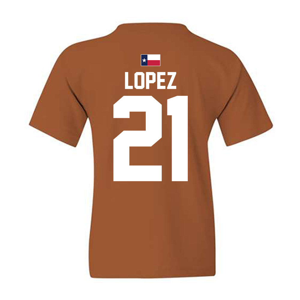 Texas - NCAA Women's Soccer : Antonette lopez - Hook 'Em Youth T-Shirt-2