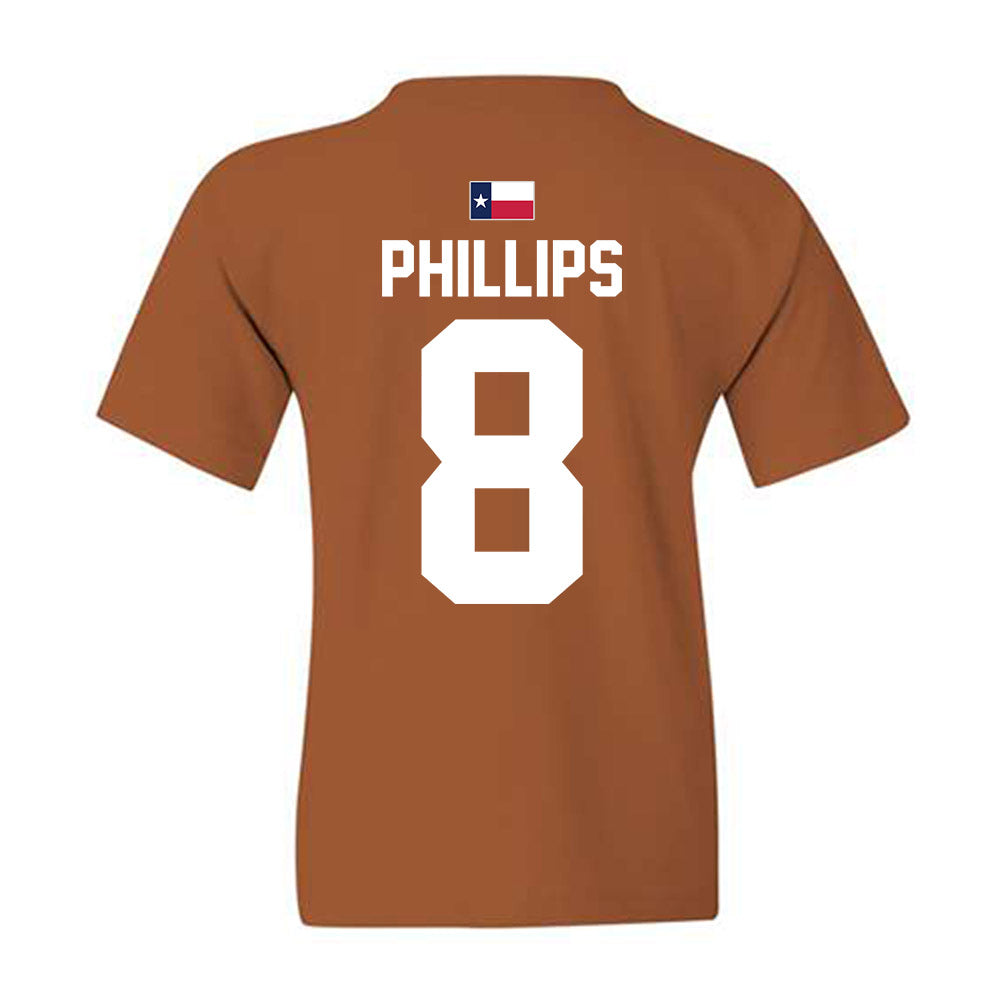 Texas - NCAA Football : Kade Phillips - Hook 'Em Youth T-Shirt-2
