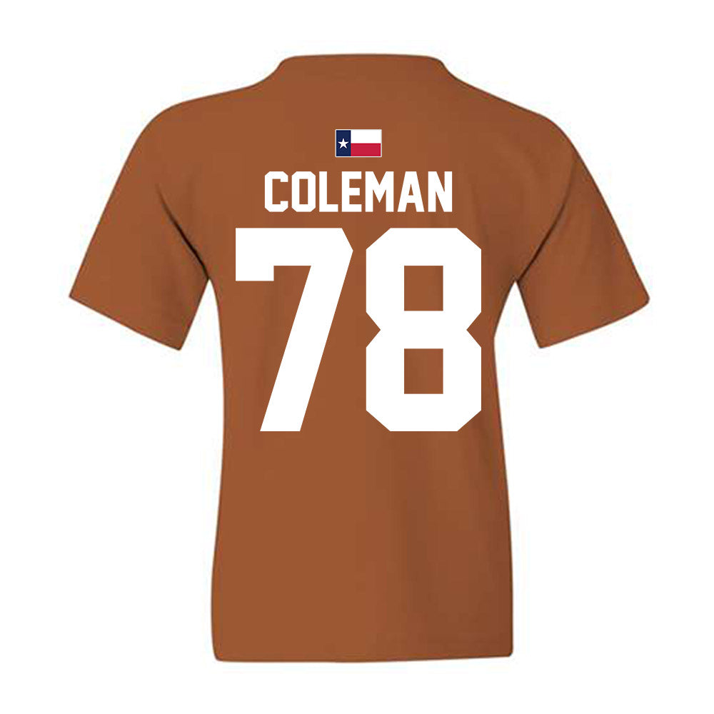 Texas - NCAA Football : Jordan Coleman - Hook 'Em Youth T-Shirt-2