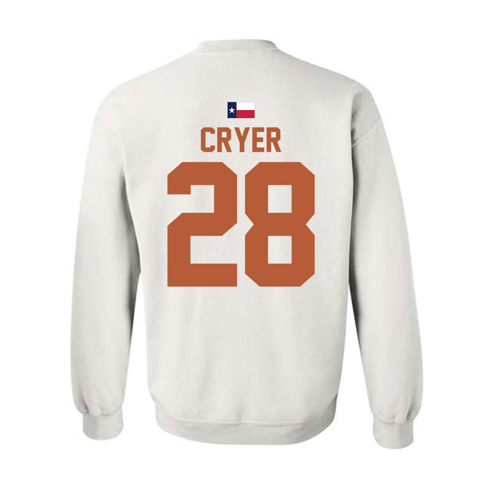 Texas - NCAA Football : Justin Cryer - Hook 'Em Crewneck Sweatshirt-1