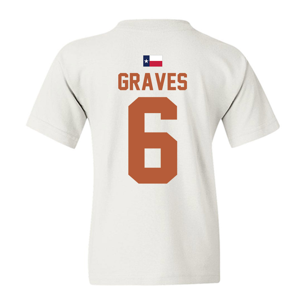 Texas - NCAA Women's Basketball : Sarah Graves - Hook 'Em Youth T-Shirt-3