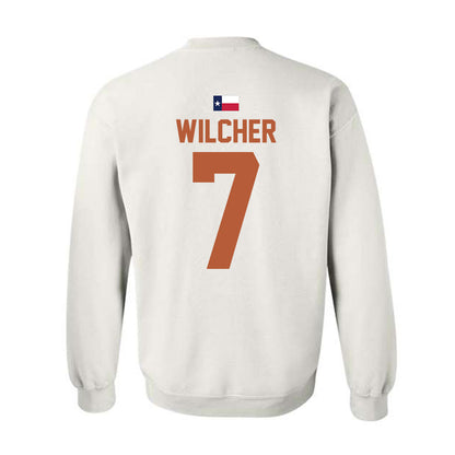 Texas - NCAA Men's Basketball : Simeon Wilcher - Hook 'Em Crewneck Sweatshirt-1