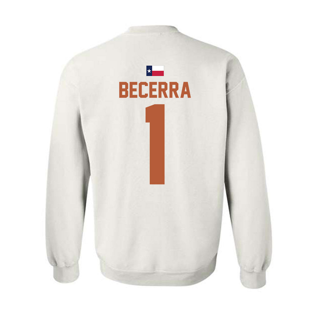 Texas - NCAA Baseball : Temo Becerra - Hook 'Em Crewneck Sweatshirt-1