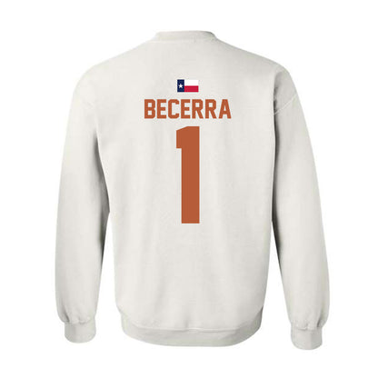 Texas - NCAA Baseball : Temo Becerra - Hook 'Em Crewneck Sweatshirt-1