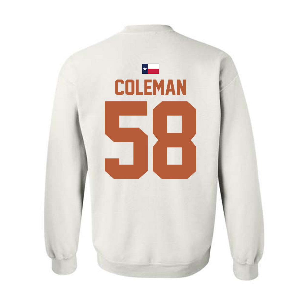 Texas - NCAA Football : Devin Coleman - Hook 'Em Crewneck Sweatshirt-1