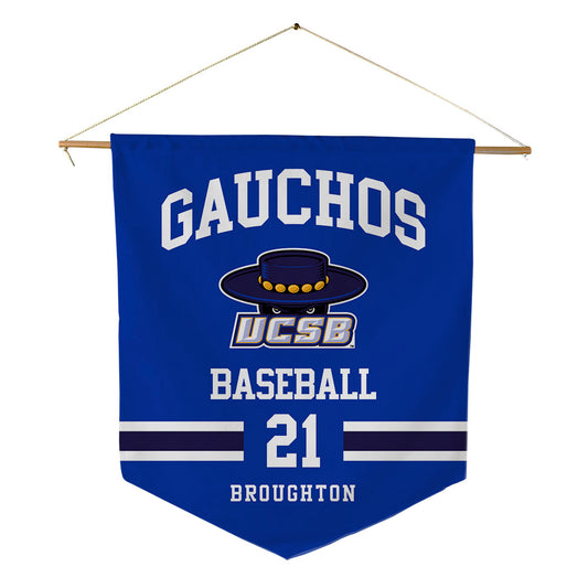 UCSB - NCAA Baseball : Peter Broughton - Pennant - 18" x 21"-0