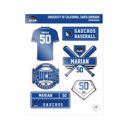 UCSB - NCAA Baseball : Jordan Marian - Sticker Sheet-0