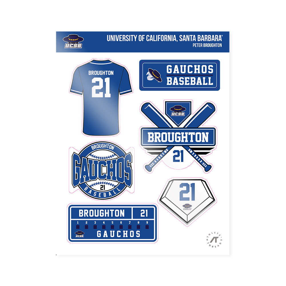 UCSB - NCAA Baseball : Peter Broughton - Sticker Sheet-0