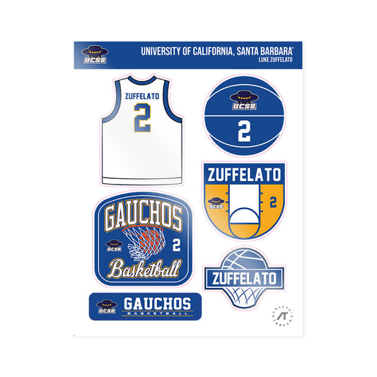 UCSB - NCAA Men's Basketball : Luke Zuffelato - Sticker Sheet-0