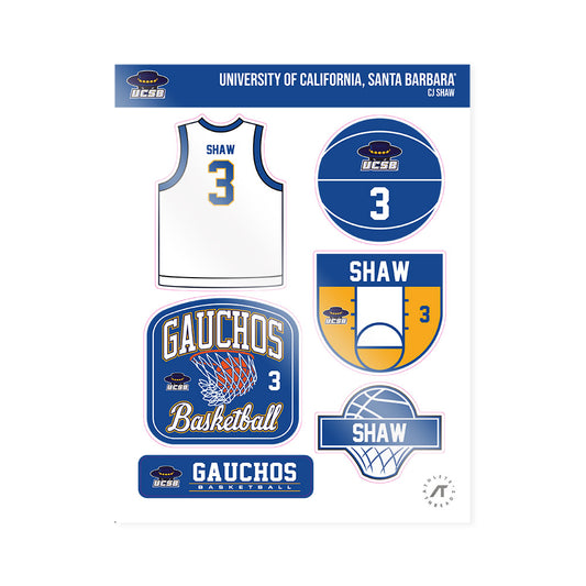 UCSB - NCAA Men's Basketball : CJ Shaw - Sticker Sheet-0