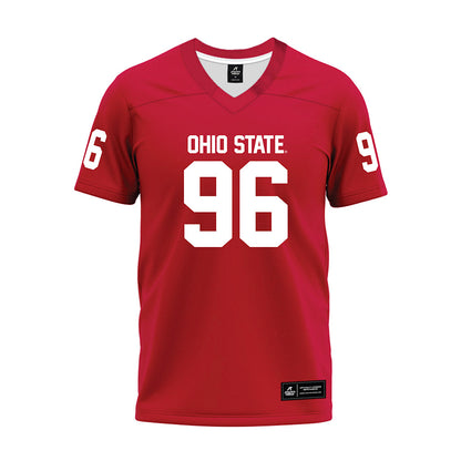 Ohio State - NCAA Football : Connor Hawkins - Red Premium Football Jersey-0