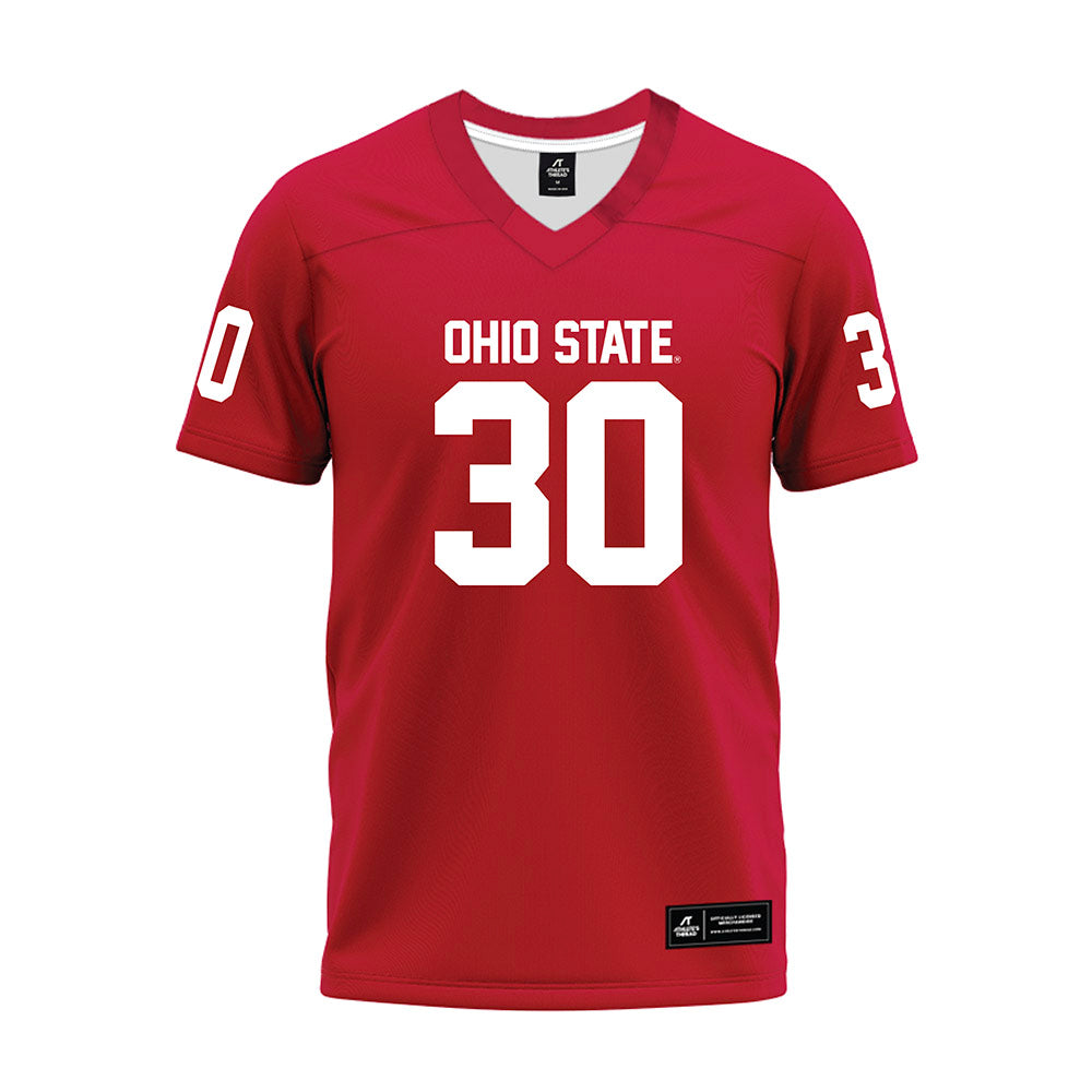 Ohio State - NCAA Football : Amari Valerio-Hudson - Red Premium Football Jersey-0