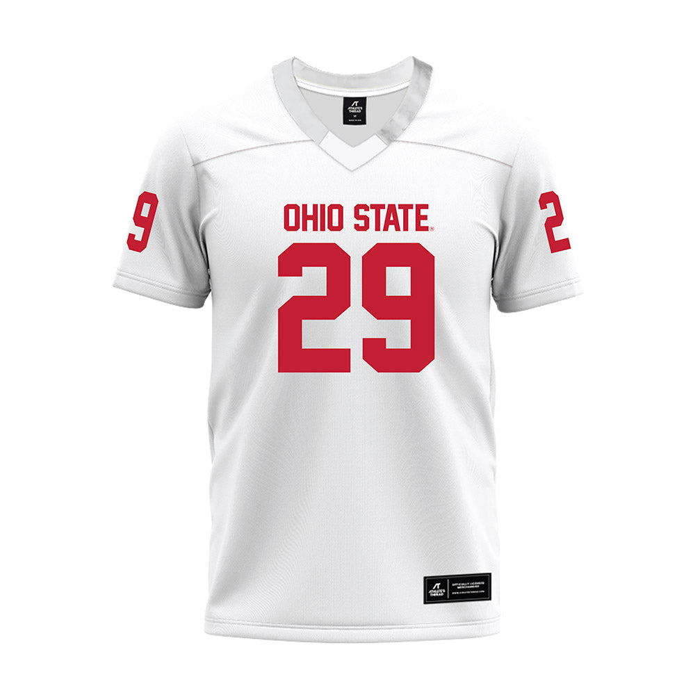 Ohio State - NCAA Football : Favour Akih - White Premium Football Jersey-0