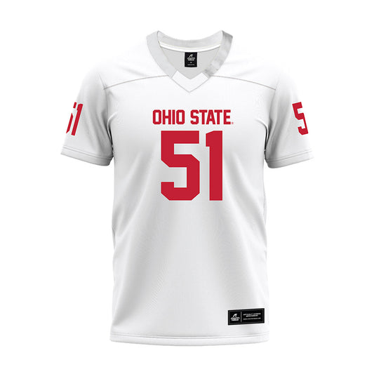 Ohio State - NCAA Football : Luke Montgomery - White Premium Football Jersey-0