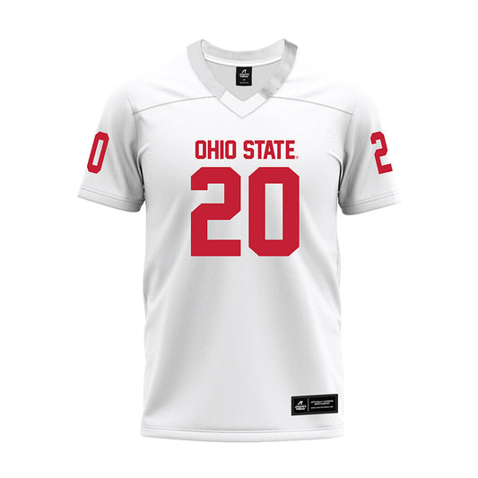 Ohio State - NCAA Football : Cincere Johnson - White Premium Football Jersey-0