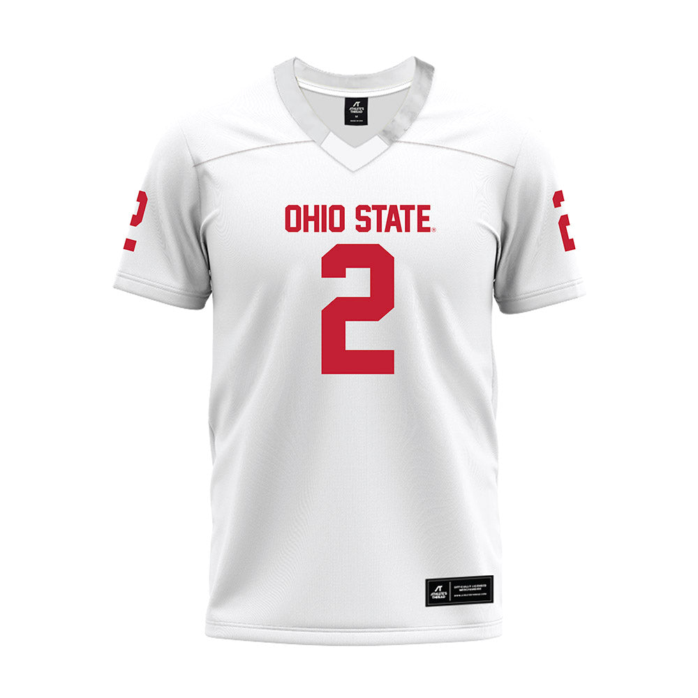 Ohio State - NCAA Football : Legend Bey - White Premium Football Jersey-0