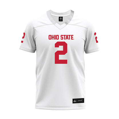 Ohio State - NCAA Football : Legend Bey - White Premium Football Jersey-0