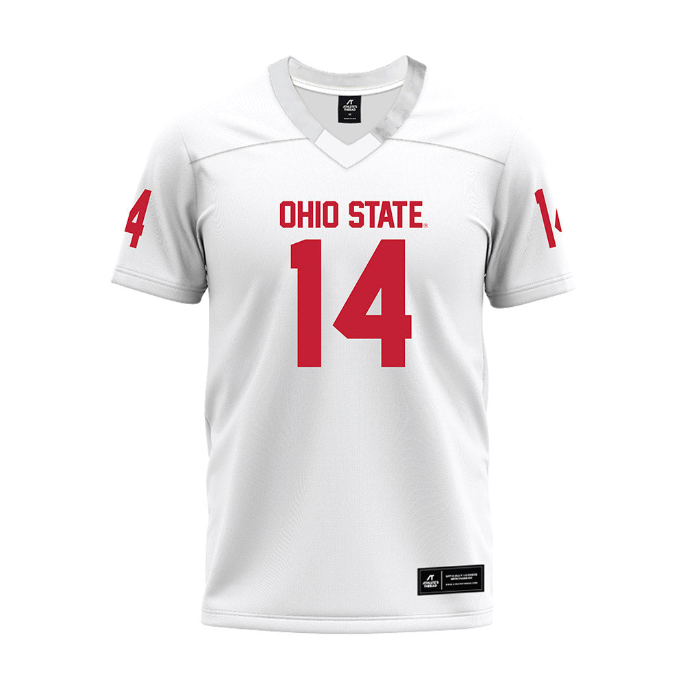 Ohio State - NCAA Football : Beau Atkinson - White Premium Football Jersey-0