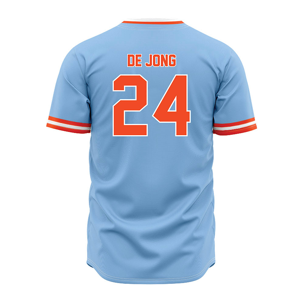 Auburn - NCAA Baseball : Justice de Jong - Sky Blue Jersey-1