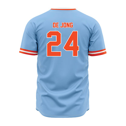 Auburn - NCAA Baseball : Justice de Jong - Sky Blue Jersey-1