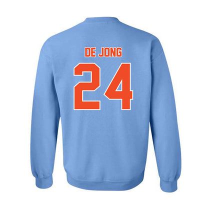 Auburn - NCAA Baseball : Justice de Jong - Sky Blue Crewneck Sweatshirt-1