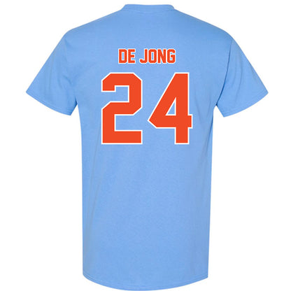 Auburn - NCAA Baseball : Justice de Jong - Sky Blue T-Shirt-1