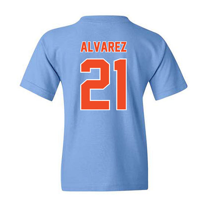 Auburn - NCAA Baseball : Andreas Alvarez - Sky Blue Youth T-Shirt-1