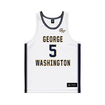 GWU - NCAA Men's Basketball : Ty Bevins - White Basketball Jersey-0