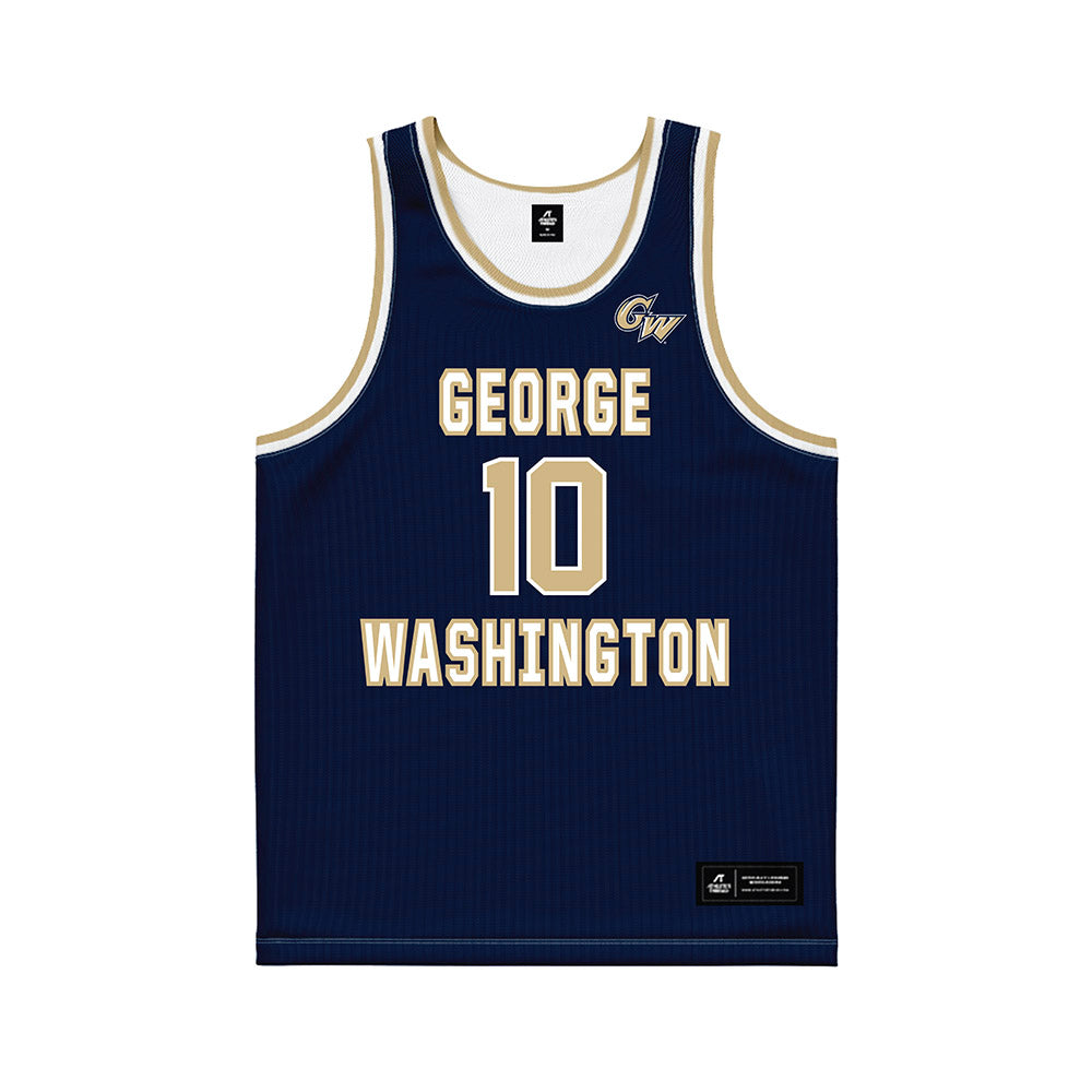 GWU - NCAA Men's Basketball : Jalen Rougier-Roane - Navy Basketball Jersey-0