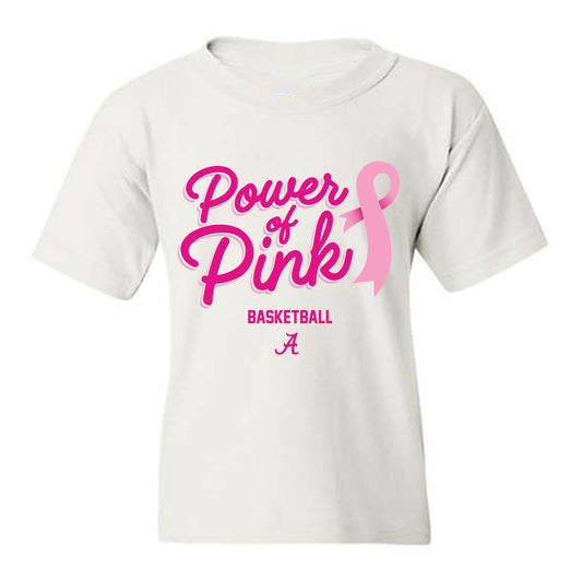 Alabama - NCAA Women's Basketball : Power of Pink White Youth T-Shirt-0