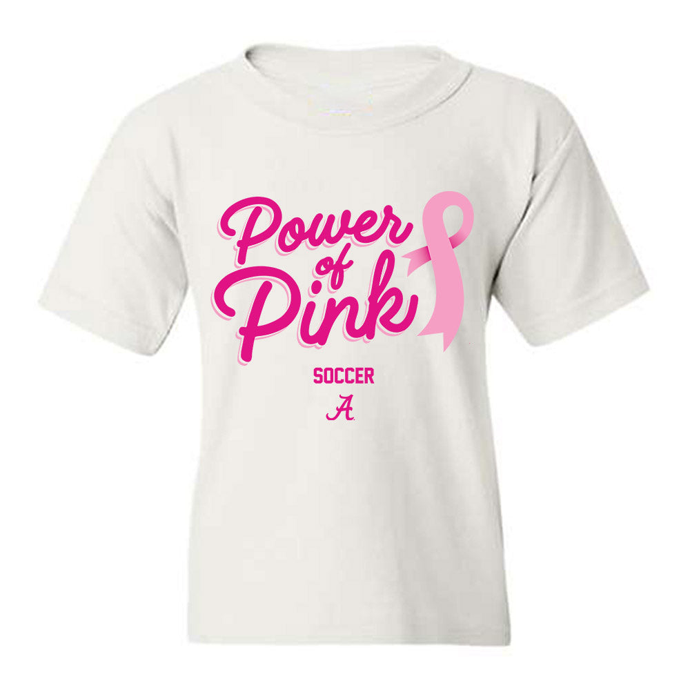 Alabama - NCAA Women's Soccer : Power of Pink White Youth T-Shirt-0
