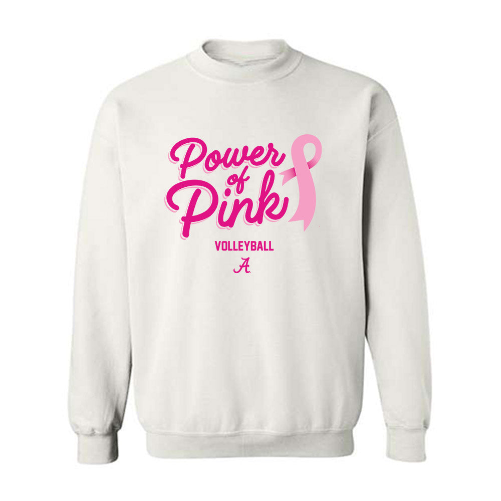 Alabama - NCAA Women's Volleyball : Power of Pink White Crewneck Sweatshirt-0