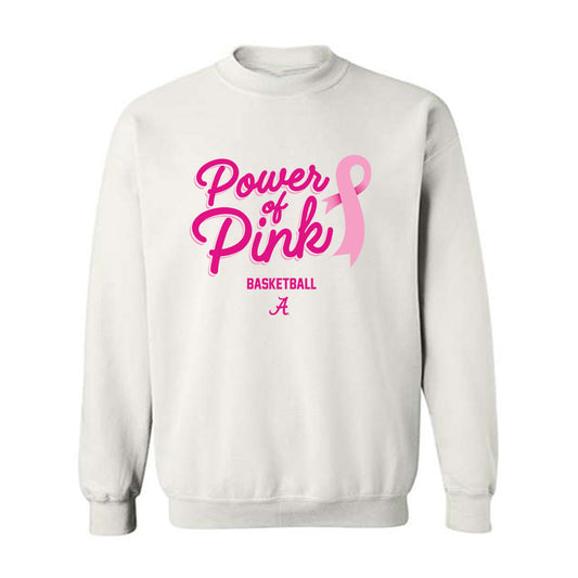 Alabama - NCAA Women's Basketball : Power of Pink White Crewneck Sweatshirt-0
