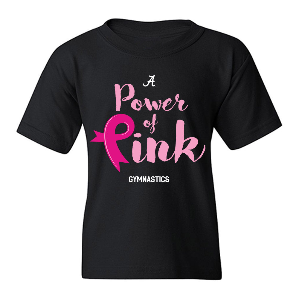 Alabama - NCAA Women's Gymnastics : Power of Pink Black Youth T-Shirt-0