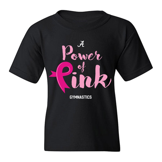 Alabama - NCAA Women's Gymnastics : Power of Pink Black Youth T-Shirt-0