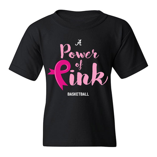 Alabama - NCAA Women's Basketball : Power of Pink Black Youth T-Shirt-0