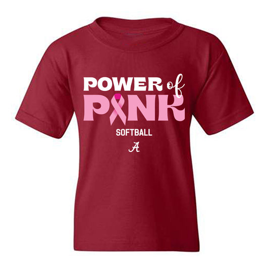 Alabama - NCAA Softball : Jena Young - Power of Pink Crimson Youth T-Shirt-0