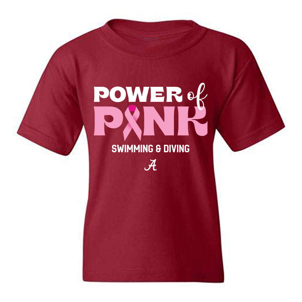 Alabama - NCAA Women's Swimming & Diving : Mady Hartway - Power of Pink Crimson Youth T-Shirt-0