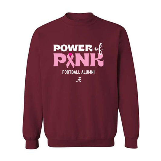 Alabama - Football Alumni : Derrick Lassic - Power of Pink Crimson Crewneck Sweatshirt-0